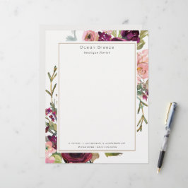 グラム金ゴールド赤面ブルガンディウォーター色バラフローラ レターヘッド