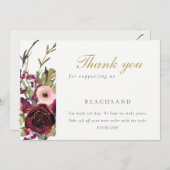 グラム金ゴールド赤面ブルゴーニュバラフローラ事業 サンキューカード (正面/裏面)