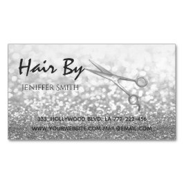 グラム銀エレガント《写真》ぼけ味モダンハサミ マグネット名刺