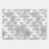グラム銀フェイク箔クラウン模様 ラッピングペーパーシート (正面3)