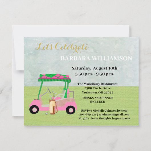 グラム50と素晴らしいゴルフシーンパーティの招待状 招待状 (裏面)