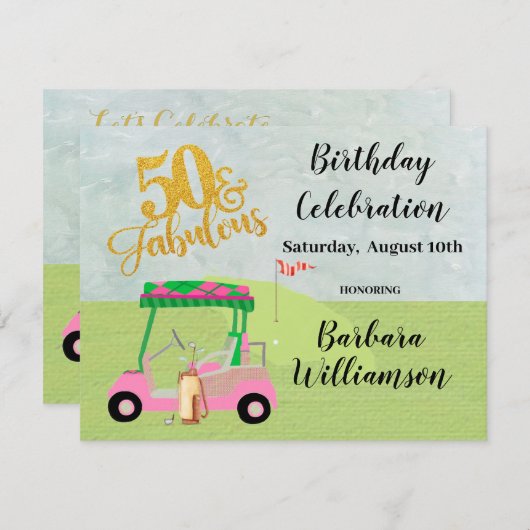 グラム50と素晴らしいゴルフシーンパーティの招待状 招待状 (正面/裏面)