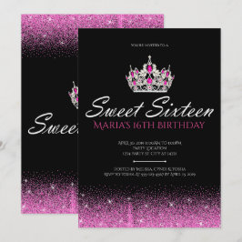 グラム&グリッター、ピンクSweet sixteen招待状 招待状