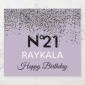 グラム＆シルバー スパークル シャワー バースデー パープル パーティー スパークリングワインラベル (シングルラベル)