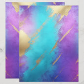 グラム パープル ターコイズ ゴールド スクラップブック ペーパー (正面/裏面)