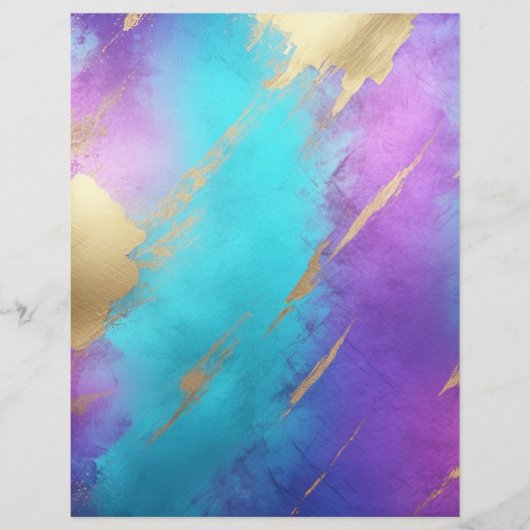 グラム パープル ターコイズ ゴールド スクラップブック ペーパー (正面)