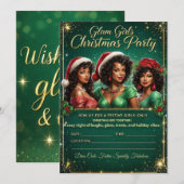 グラム・ブラック・ガール・クリスマス・パーティー招待状 シーズンカード (正面/裏面)