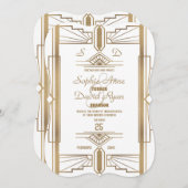 グラム・ホワイトが20年代のギャツビー素晴らしズの結婚騒ぎ 招待状 (正面/裏面)