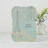 グラム ヴィンテージ パリ パリジャン スタイリッシュ カップル シャワー 招待状 (スタンド正面)