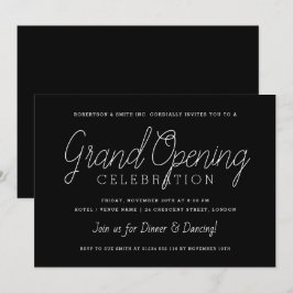グラモダンン企業のドオープニングシンプルブラック  招待状