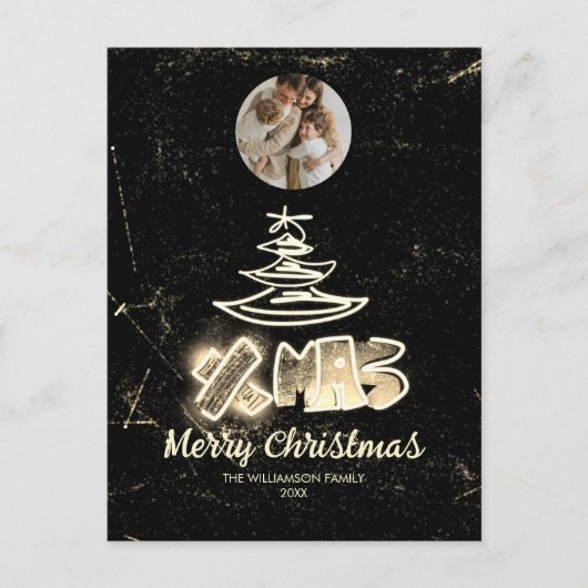 グラモラスなシッククリスマスゴールデングローツリーフォト ポストカード (正面)