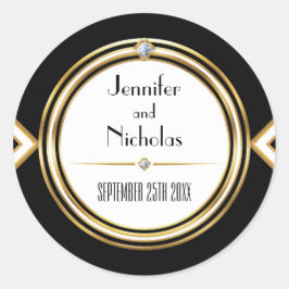 グラモラスArtDeco幾何結婚封筒用シール ラウンドシール