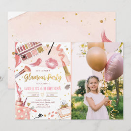 グラモーパーティーグリッツグラムスパガールメイクアップ誕生日  招待状