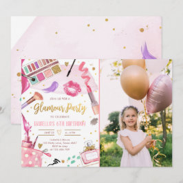 グラモーパーティーグリッツグラムスパガールメイクアップ誕生日 招待状