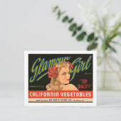 グラモールガールカリフォルニア野菜ヴィンテージ広告 ポストカード (スタンド正面)