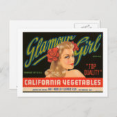 グラモールガールカリフォルニア野菜ヴィンテージ広告 ポストカード (正面/裏面)