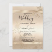 グラモールシャンパーニュ金ゴールドラグジュアリーフローラ結婚ズ 招待状 (正面)