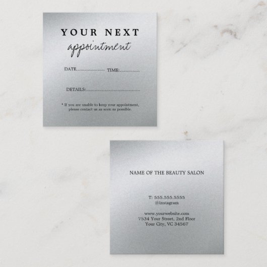 グラモールズシルバー美しいサロン 予約カード (正面/裏面)