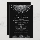 グラモールデコシルバーブラックヴィンテージウェディング 招待状 (正面/裏面)