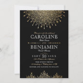 グラモールデコ金ゴールドブラックヴィンテージウェディング 招待状 (正面)