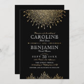 グラモールデコ金ゴールドブラックヴィンテージウェディング 招待状 (正面/裏面)
