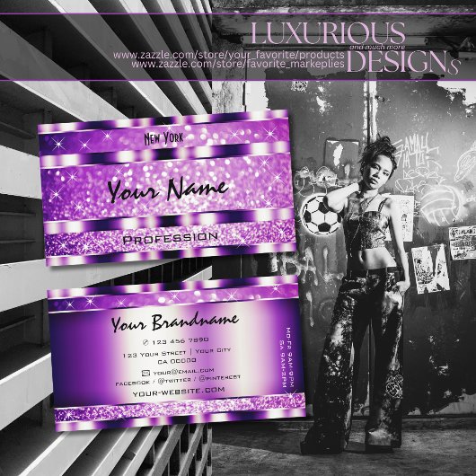 グラモールパープルきらめくグリッタースター人気があるズ 名刺