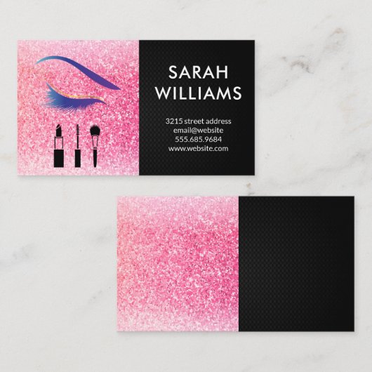 グラモールピンクグリッターアイラッシュ美しい 名刺 (正面/裏面)