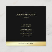 グラモールブラック金ゴールドプロフェッショナルエレガントテンプレート スクエア名刺 (裏面)