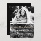 グラモールブラック&金ゴールドシック日付の写真を保存 案内ポストカード (正面/裏面)