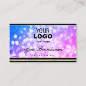 グラモールブルーピンクグリッターブラックゴールデン縁どロゴ 名刺 (正面)