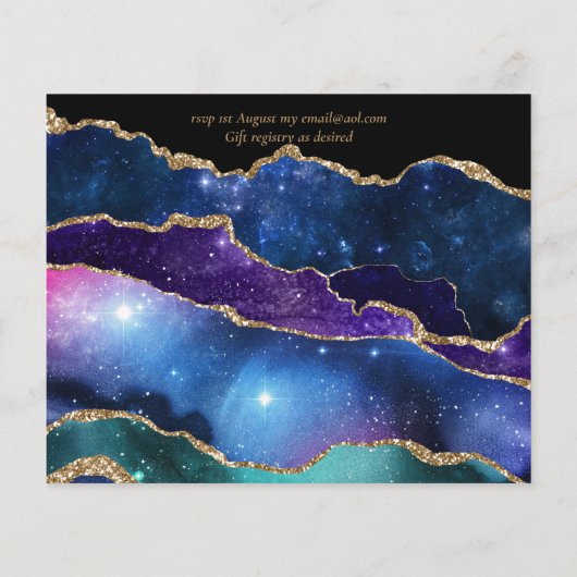 グラモールブルー金ゴールドアゲートウェディング招待格安 (裏面)