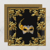 グラモールボール招待状エレガントブラック金ゴールド 招待状 (正面/裏面)