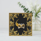 グラモールボール招待状エレガントブラック金ゴールド 招待状 (スタンド正面)