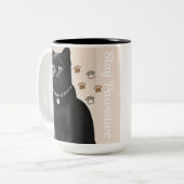 グラモールポーズデザインマグブラックキャット ツートーンマグカップ (正面左)