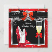 グラモールレッドグリッターヒールシルバーシャンパーニュパーティー2 招待状 (正面)
