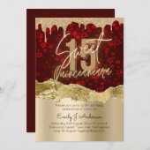 グラモールレッドゴールドフォイルグリッターキンセアニェラ15th 招待状 (正面/裏面)