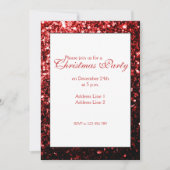 グラモールレッドスパークルスクリスマスパーティの招待状 招待状 (正面)