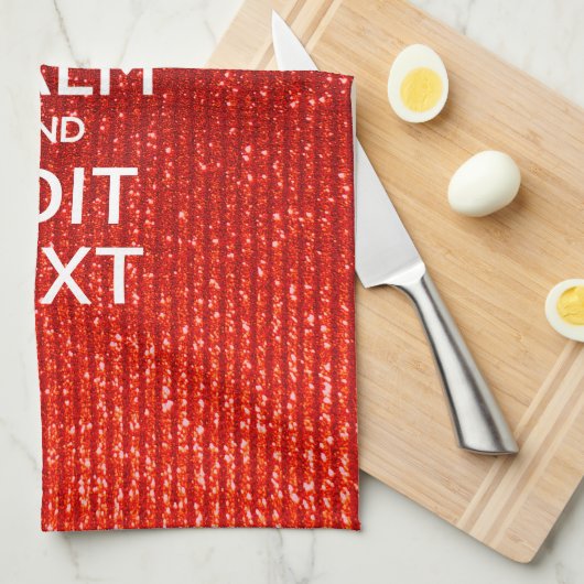 グラモールレッドフェスティバルパーソナライズされた保カム キッチンタオル (四つ折り)