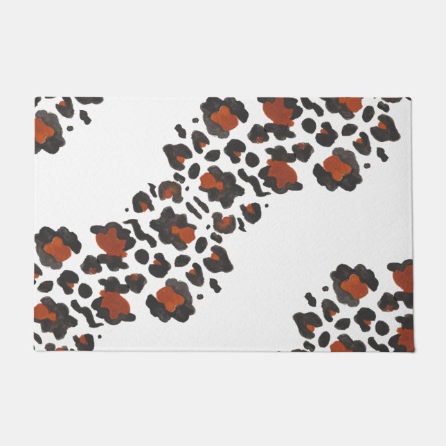 グラルワイルドアニマルプリントオーバーサイズシェブロン ドアマット (正面)