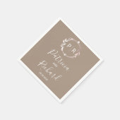 グラロフェイクフォイルモノグラム結婚のナプキン スタンダードカクテルナプキン (角)