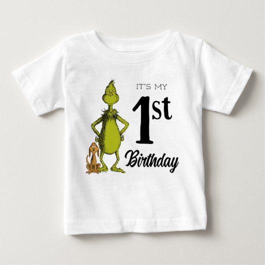 グランインチシャルボードファースト誕生日 ベビーTシャツ (正面)
