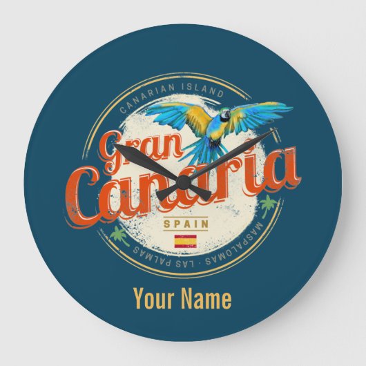 グランカナリアパロットカナリア諸島スペインヴィンテージ ラージ壁時計 (正面)