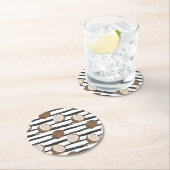 グランジでストライプなパターンのココナッツ ラウンドペーパーコースター (インサイチュ)