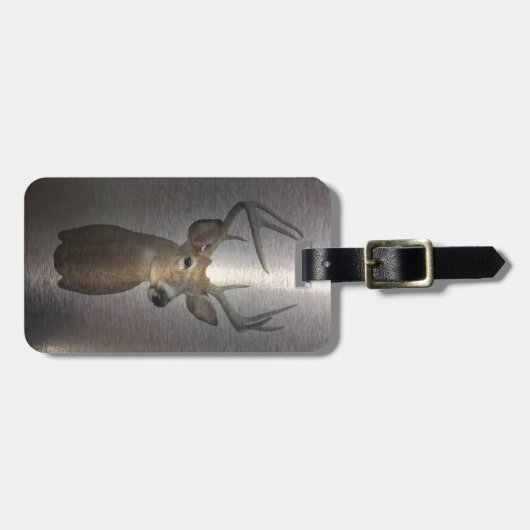 グランジで初期のな木びき台の白い尾シカ ラゲッジタグ (正面横)