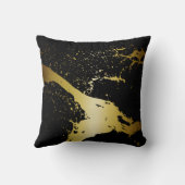 グランジなしぶきのペンキの(ばちゃばちゃ)跳ねる|の黒い金ゴールド クッション (裏面)