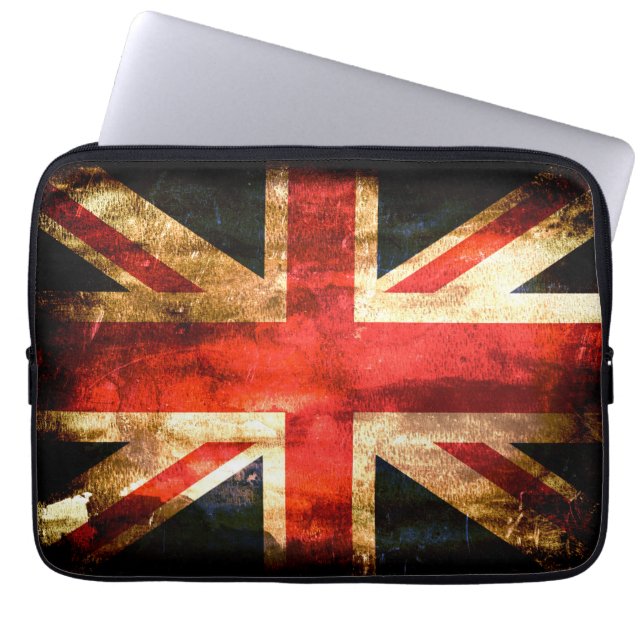 グランジなイギリス旗 ラップトップスリーブ (正面)