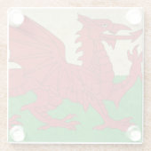 グランジなウェールズのドラゴンの旗のイラストレーション ガラスコースター (裏面)