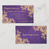 グランジなエレガントな紫色のバロック式のダマスク織のルネサンス 名刺 (正面/裏面)