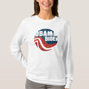 グランジなオバマバイデン氏の女性の長袖のティー Tシャツ
