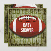 グランジなカップルのフットボールのベビーシャワーの緑 招待状 (正面/裏面)